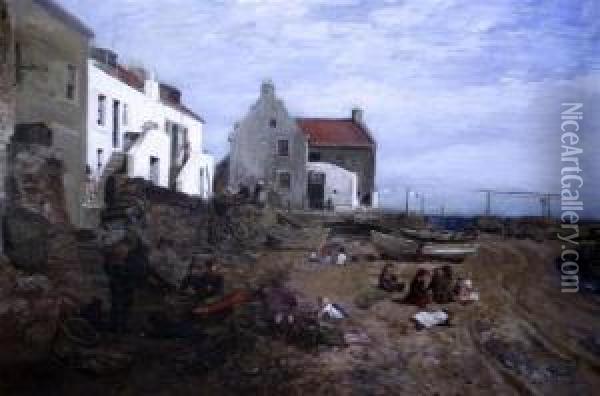 A Village Off The Fife Coast Oil Painting - Robert Noble