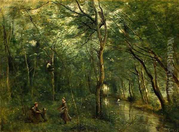 The Eel Gatherers Oil Painting - Jean-Baptiste-Camille Corot