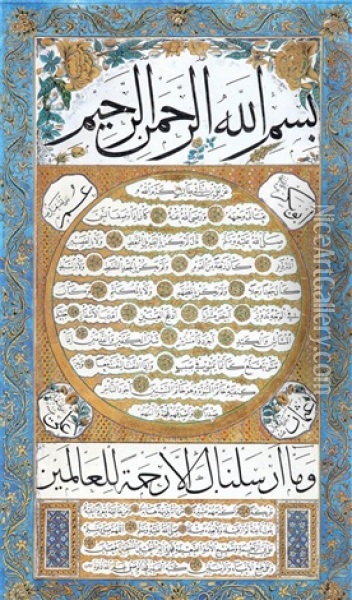 Hilye-i Serife Oil Painting - Kebecizade Mehmed Vasfi Efendi
