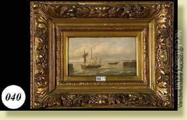 L'entree Du Port Oil Painting - Louis Verboeckhoven