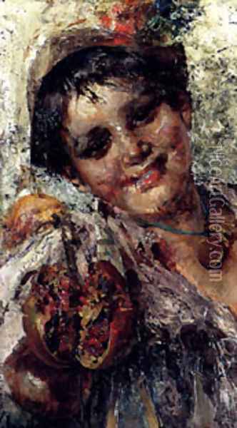 A Young Italian Boy Oil Painting - Irolli Vincenzo