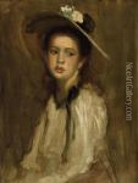 Portrait Of A Young Girl Oil Painting - Philip Alexius De Laszlo