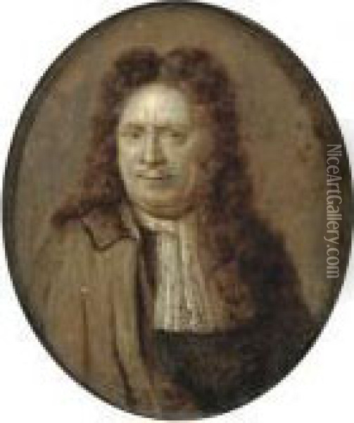 Portrait Of A Gentleman, Bust-length: En Grisaille Oil Painting - Karel De Moor