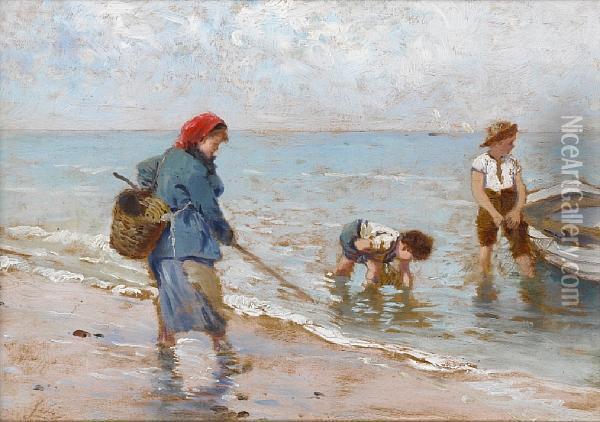 The Clam Fishers Oil Painting - Antonino Leto