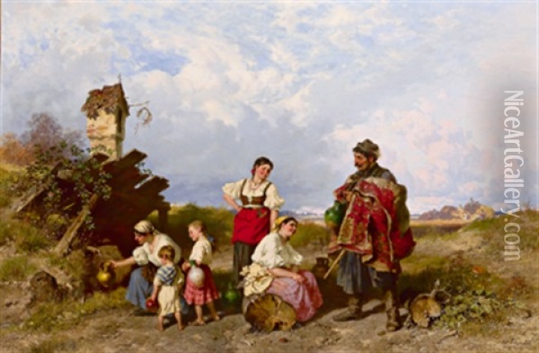 Rast In Der Ungarischen Puszta Oil Painting - Pal (Paul) Boehm