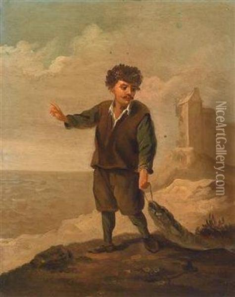 Ein Fischer An Der Kuste Oil Painting - David The Younger Teniers