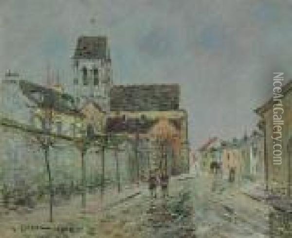 La Rue De St. Ouen Apres La Pluie Oil Painting - Gustave Loiseau