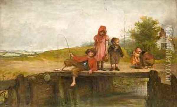 Little Fisher Folk Oil Painting - John Burr