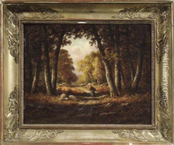 Chemin De La Grande Vallee Fontainebleau Oil Painting - Adrien Schulz