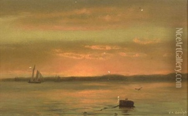 Sunset Harbor Oil Painting - William Bradford