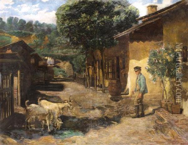 Parasztudvar Oil Painting - Imre, Emerich Knopp