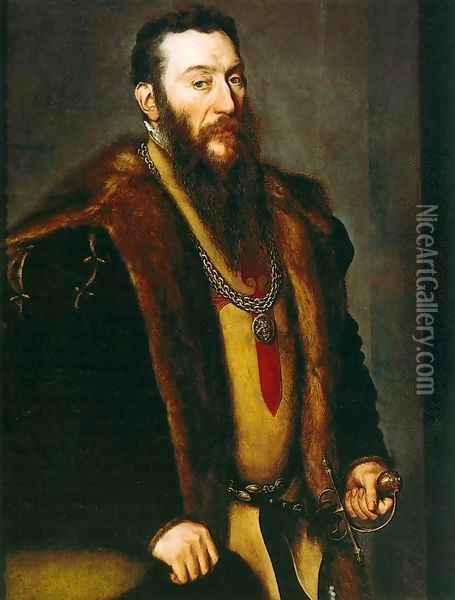 Portrait of Giovanni Battista di Castaldo Oil Painting - Anthonis Mor Van Dashorst