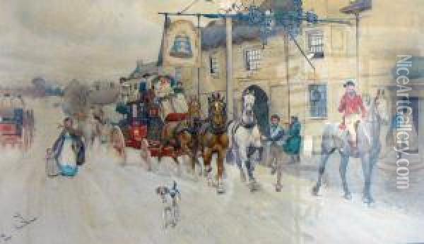 The Royal Mail At The Bell Hotel Oil Painting - Cecil Charles Aldin