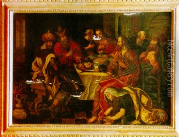 Le Repas Chez Le Pharisien Oil Painting - Ambrosius Francken the Elder