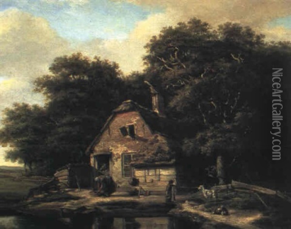 A Woodland Cottage Oil Painting - Michel Angelo Rooker