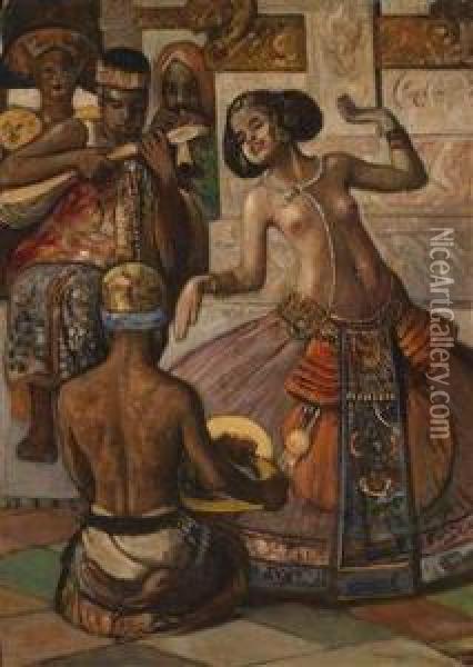 Balinese Dancer Oil Painting - Gyula Tornai