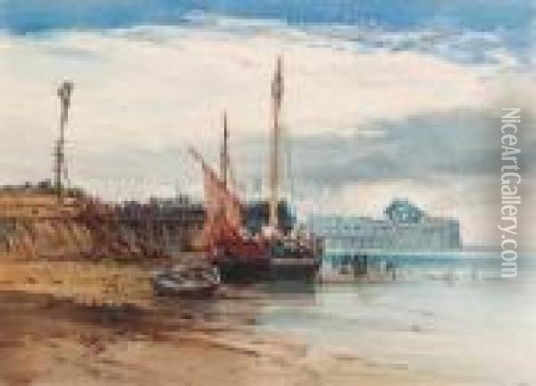 Boulogne At Low Tide, France Oil Painting - William Callow