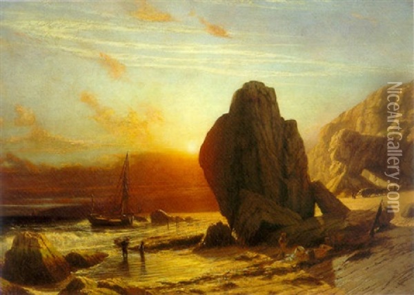 Sunset On The Coast Of Corsica Oil Painting - James Fairman