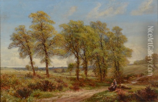 Landscape With Figures Oil Painting - Charles Thomas Burt