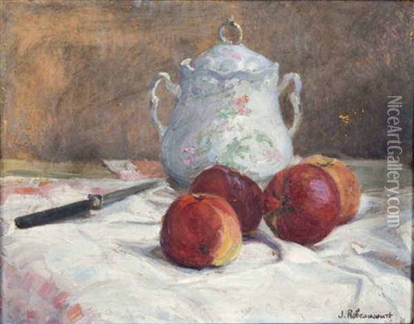 Still Life With Apples Oil Painting - Jules Ribeaucourt