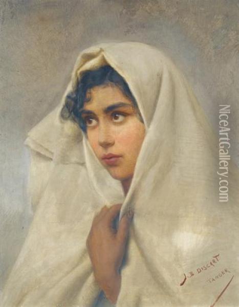 Portrat Eines Madchens In Weissem Mantel. Oil Painting - Jean Discart