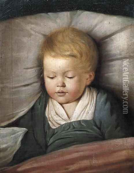 A young boy asleep Oil Painting - Johann Heinrich The Younger Tischbein