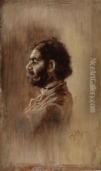 Male Portrait Oil Painting - Mihaly von Zichy