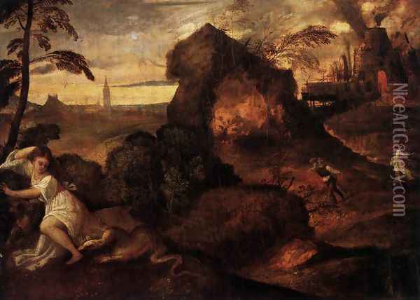 Orpheus and Eurydice Oil Painting - Tiziano Vecellio (Titian)