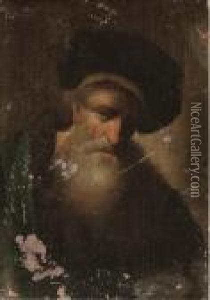 A Bearded Man, Bust-length; And A Bearded Man, Bust-length Oil Painting - Christian Wilhelm Ernst Dietrich