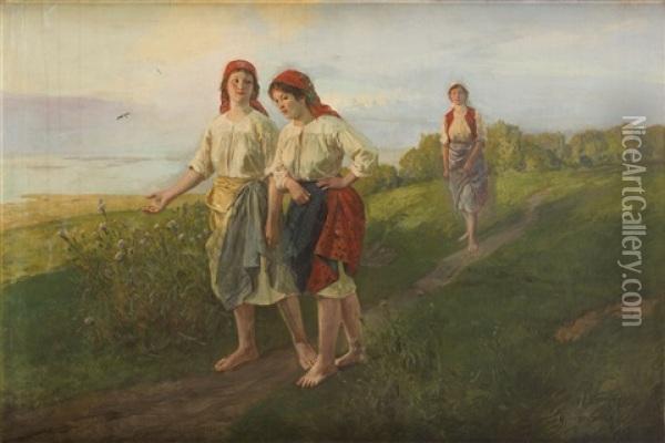 Country Scene Oil Painting - Antoni Piotrowski