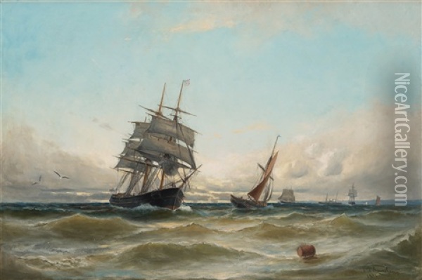 Naval Scene Oil Painting - Christian Fredrik Swensson