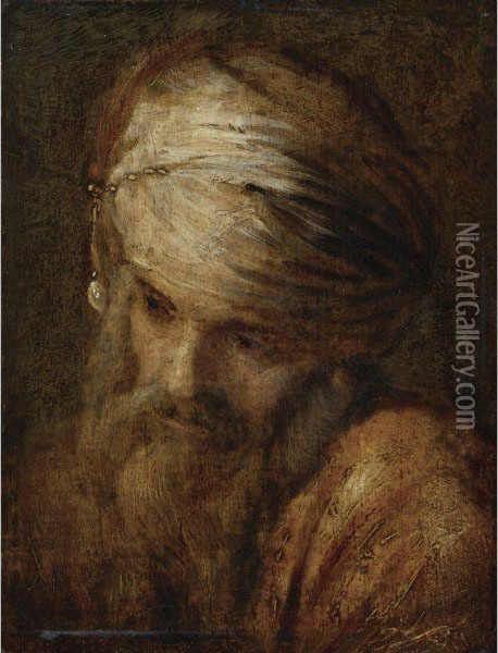 Portrait Of A Man In A Turban Oil Painting - Rembrandt Van Rijn