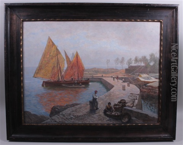 Fischer Im Hafen Oil Painting - Rudolf Weber