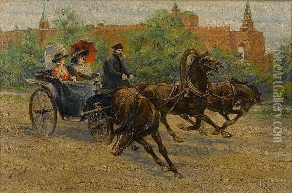 Out For A Ride Oil Painting - Rudolf Fedorovich Frentz