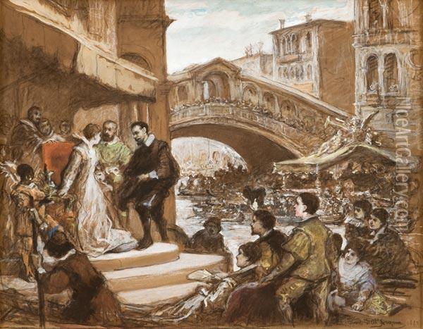 Scena Storica A Venezia Oil Painting - Cesare Felix dell' Acqua