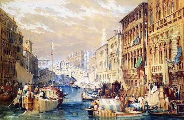 The Rialto, Venice Oil Painting - Samuel Prout