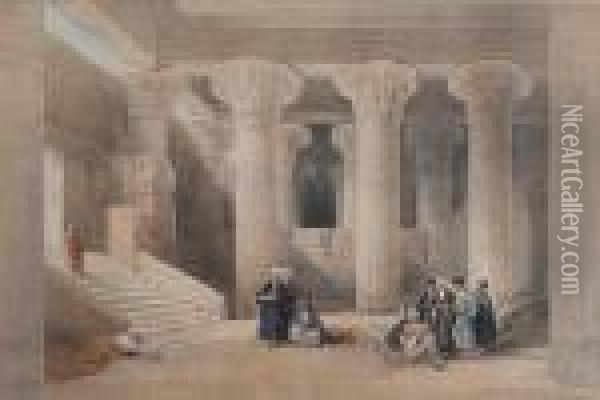Temple At Esneh Oil Painting - David Roberts