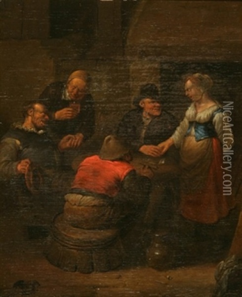 Paysans Jouant De La Musique Dans Une Auberge Oil Painting - Egbert van Heemskerck the Younger