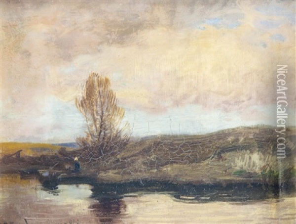 Landschaft Mit Bauern An Einem Gewasser Oil Painting - Roman Kochanowski