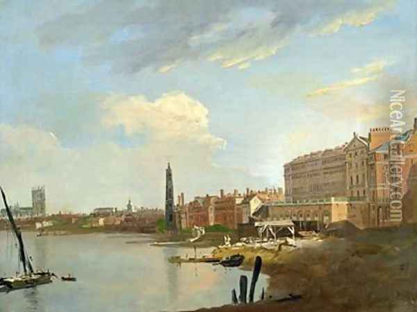 A Study of the Thames with the Final Stages of the Adelphi 1772 Oil Painting - William Marlow