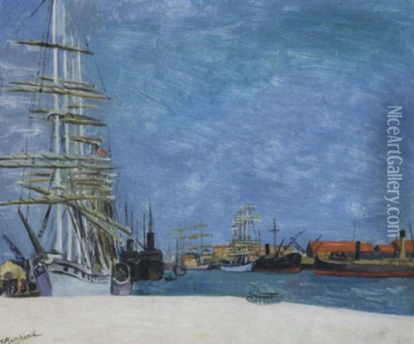 Hafen Oil Painting - Jean Hippolyte Marchand