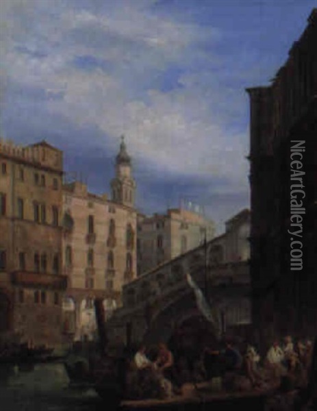 The Rialto Bridge, Venice Oil Painting - Tommaso Viola