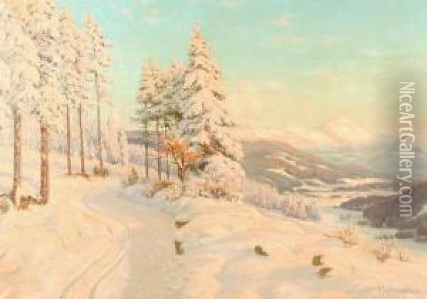 Wintermorgen Imriesengebirge Oil Painting - Paul Weimann