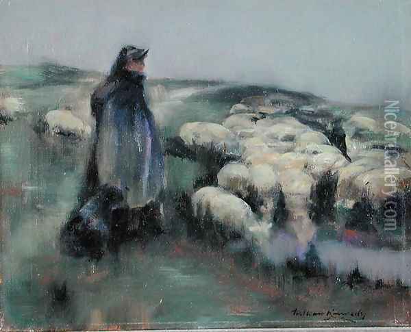 A Shepherdess Oil Painting - William Kennedy