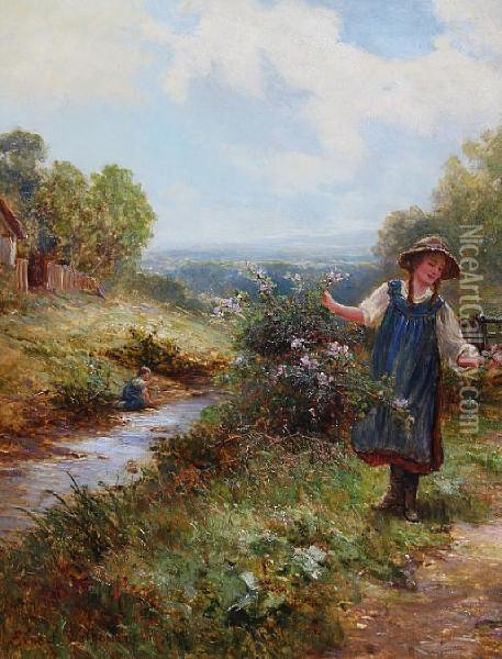 Picking Wild Roses Oil Painting - Ernst Walbourn