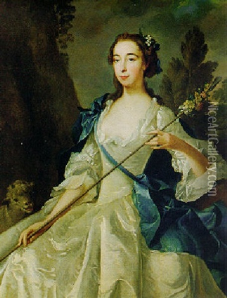 Portrait Of A Young Woman As A Shepherdess Oil Painting - Bartholomew Dandridge
