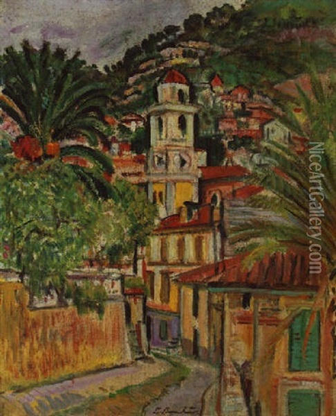 Mediterranian Town Oil Painting - George Leslie Hunter