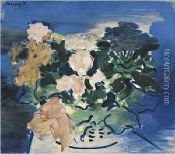 Vase Of Flowers Oil Painting - Janos Vaszary