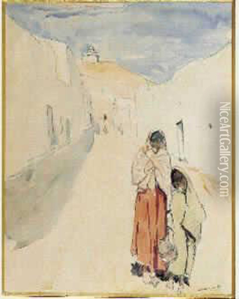 Alger, Femme Et Enfant Dans Une Rue Oil Painting - Albert Marquet