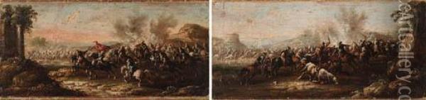 Cavalry Skirmishes Between Turks And Christians Oil Painting - Pietro Graziani